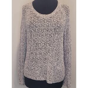 Eileen Fisher Speckled Scoop Neck Open Knit Lightweight Sweater – Small – Beige